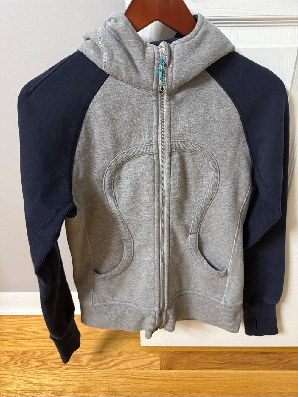 lululemon athletica Two-Tone Hooded Bomber Jacket - Gray & Navy